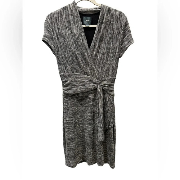 Maeve Anthropologie Cinched Surplice Sweater Dress Size Small Heathered Gray - Picture 2 of 6